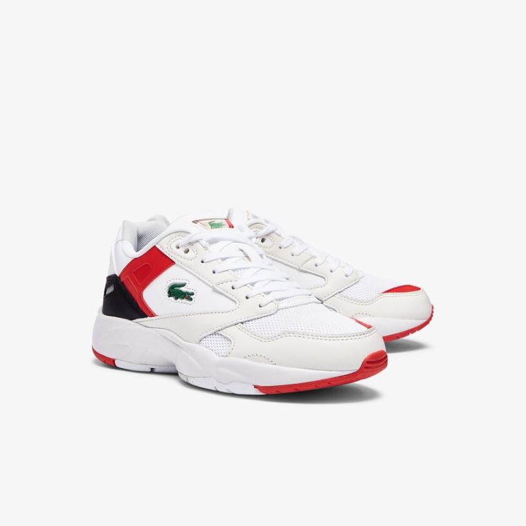 Lacoste Storm 96 Lo Syntetická and Læder Sneakers Bílé Červené | 59aZnD0z