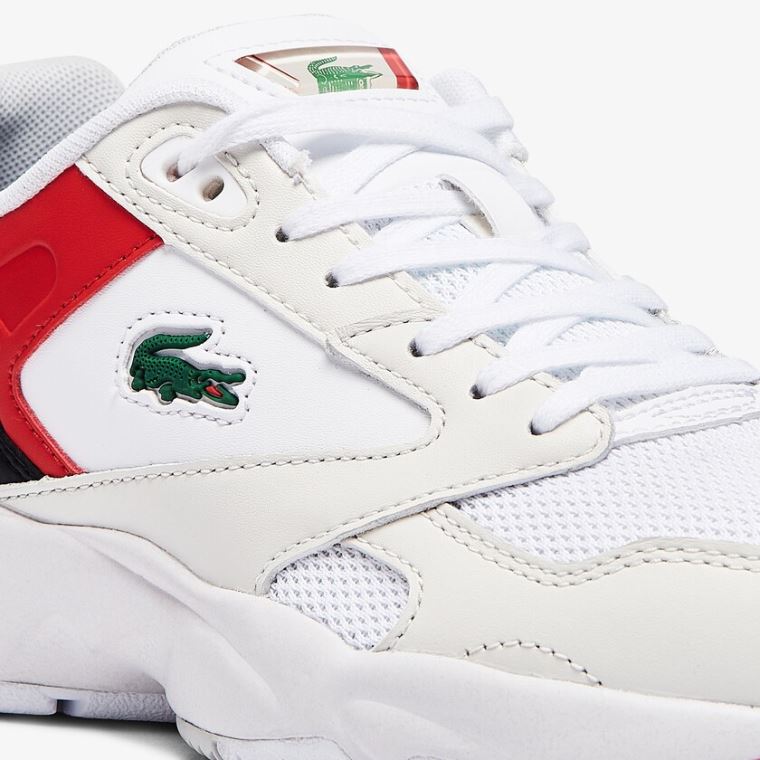 Lacoste Storm 96 Lo Syntetická and Læder Sneakers Bílé Červené | 59aZnD0z