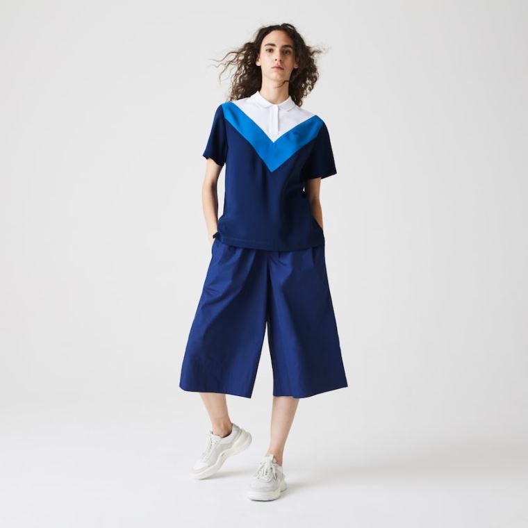 Lacoste Straight fit Colourblock Flowy And Lehké Polo Blankyt Bílé | prt5c0Ah