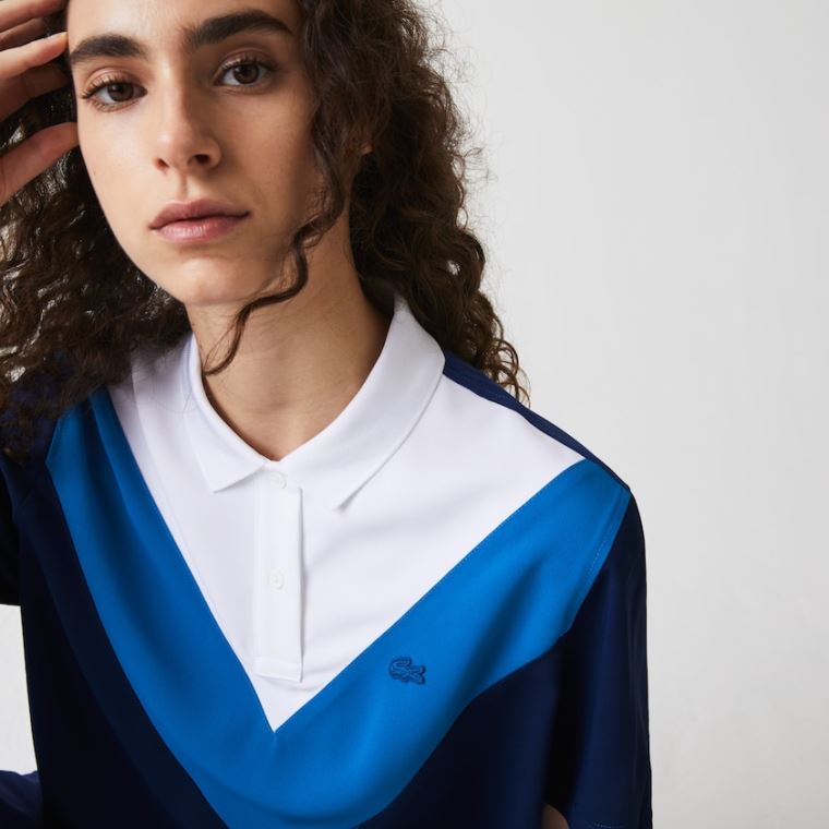 Lacoste Straight fit Colourblock Flowy And Lehké Polo Blankyt Bílé | prt5c0Ah