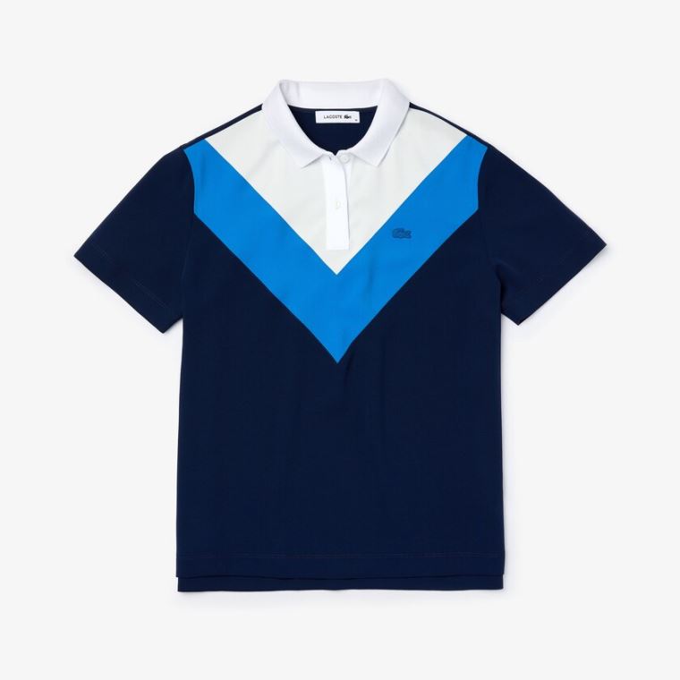 Lacoste Straight fit Colourblock Flowy And Lehké Polo Blankyt Bílé | prt5c0Ah