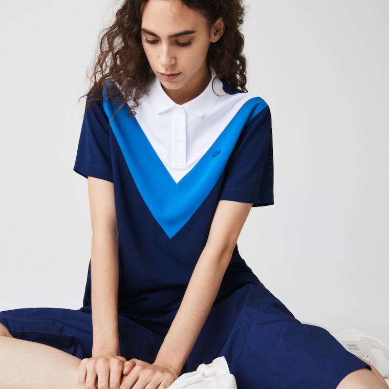 Lacoste Straight fit Colourblock Flowy And Lehké Polo Blankyt Bílé | prt5c0Ah