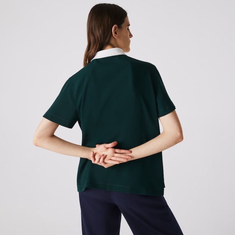 Lacoste Straight fit Colourblock Flowy And Lehké Polo Zelene Tmavě Blankyt Blankyt Bílé | tjBxFpzn