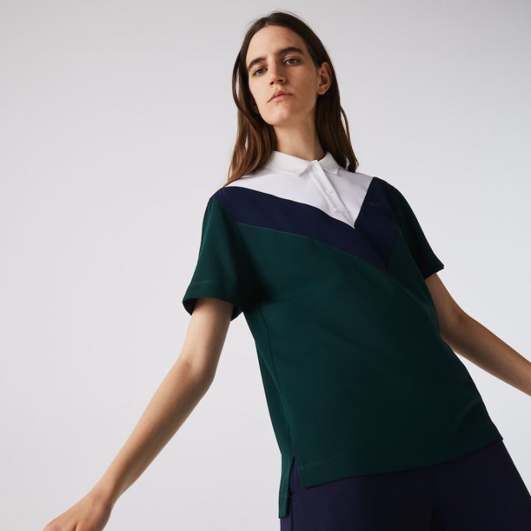 Lacoste Straight fit Colourblock Flowy And Lehké Polo Zelene Tmavě Blankyt Blankyt Bílé | tjBxFpzn