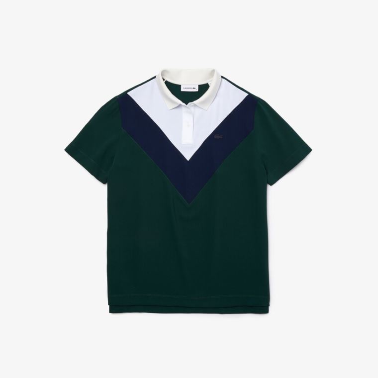 Lacoste Straight fit Colourblock Flowy And Lehké Polo Zelene Tmavě Blankyt Blankyt Bílé | tjBxFpzn