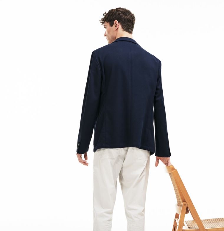 Lacoste Stretch Bavlněné Jersey Piqué Blazer Tmavě Blankyt Blankyt | YQPtuNJT