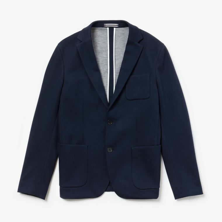 Lacoste Stretch Bavlněné Jersey Piqué Blazer Tmavě Blankyt Blankyt | YQPtuNJT