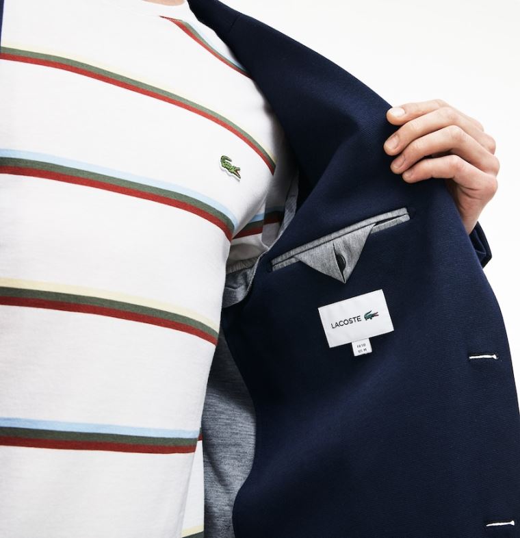 Lacoste Stretch Bavlněné Jersey Piqué Blazer Tmavě Blankyt Blankyt | YQPtuNJT