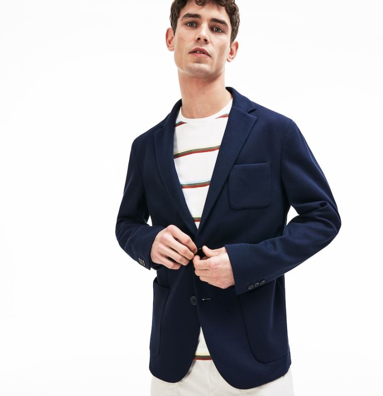 Lacoste Stretch Bavlněné Jersey Piqué Blazer Tmavě Blankyt Blankyt | YQPtuNJT