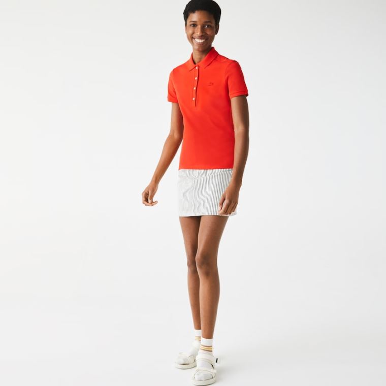 Lacoste Stretch Bavlněné Piqué Polo Shirt Červené | 6eFBFlaf