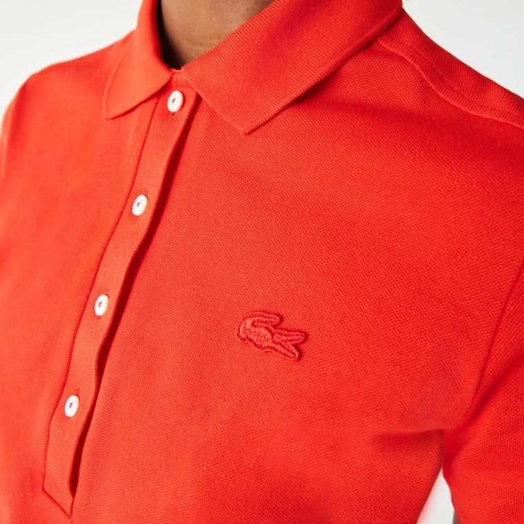 Lacoste Stretch Bavlněné Piqué Polo Shirt Červené | 6eFBFlaf