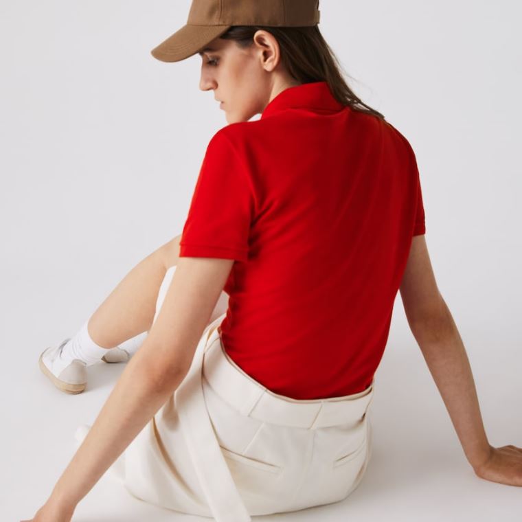 Lacoste Stretch Bavlněné Piqué Polo Shirt Červené | bsNERAZh