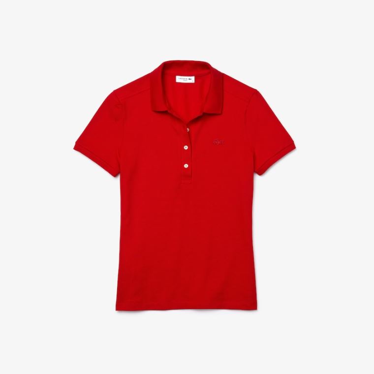 Lacoste Stretch Bavlněné Piqué Polo Shirt Červené | bsNERAZh