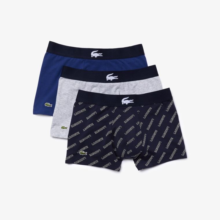 Lacoste Stretch Bavlněné Trunk 3-Pack Tmavě Blankyt Blankyt Bílé Šedé Tmavě Blankyt Blankyt | d0Ca5QWL