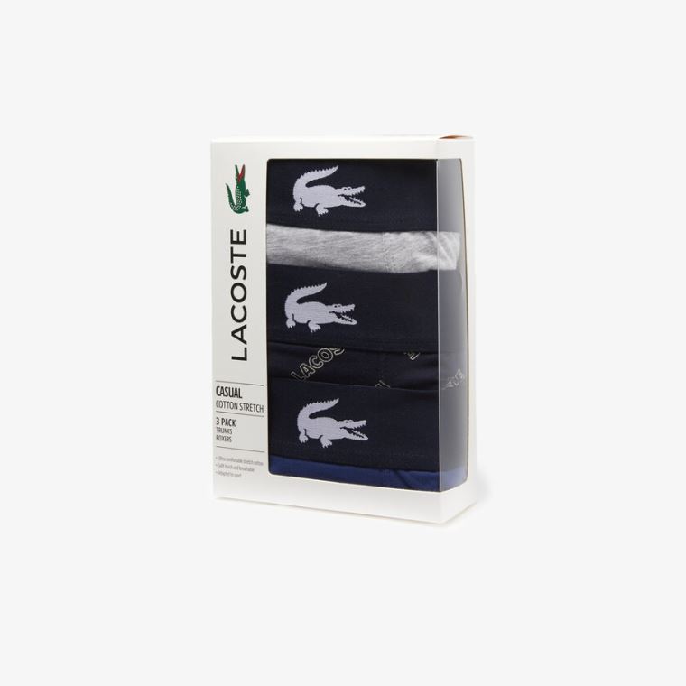 Lacoste Stretch Bavlněné Trunk 3-Pack Tmavě Blankyt Blankyt Bílé Šedé Tmavě Blankyt Blankyt | d0Ca5QWL