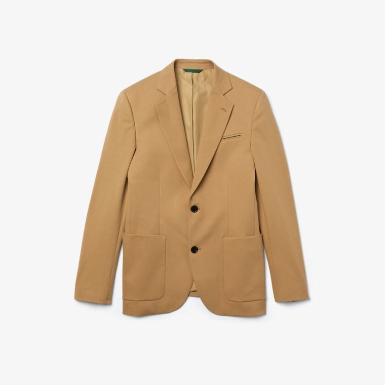 Lacoste Stretch Buttoned Straight Fit Bavlněné Blazer Béžový | 8c6KtTLC