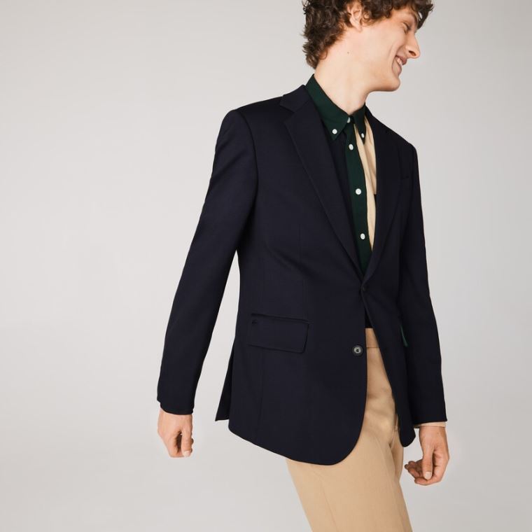 Lacoste Stretch Buttoned Straight Fit Blazer Tmavě Blankyt Blankyt | uZpem2Hy