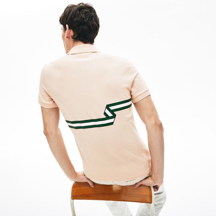 Lacoste Stripe Print Polo Shirt Světle Růžové | iYlg5vHa