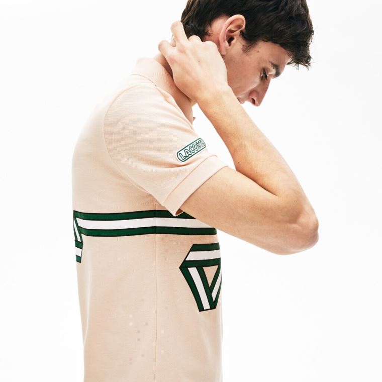 Lacoste Stripe Print Polo Shirt Světle Růžové | iYlg5vHa