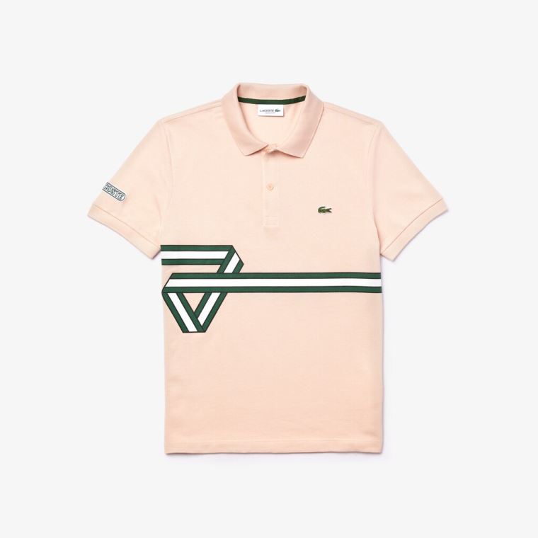 Lacoste Stripe Print Polo Shirt Světle Růžové | iYlg5vHa