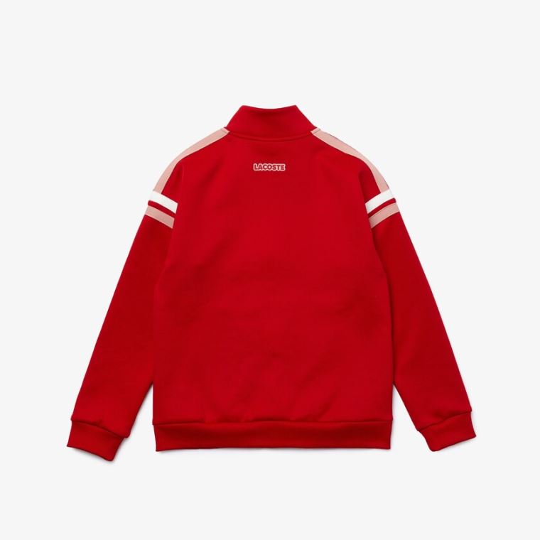 Lacoste Striped Band Zippered Sweatshirt Červené Bílé | biTbAG3k