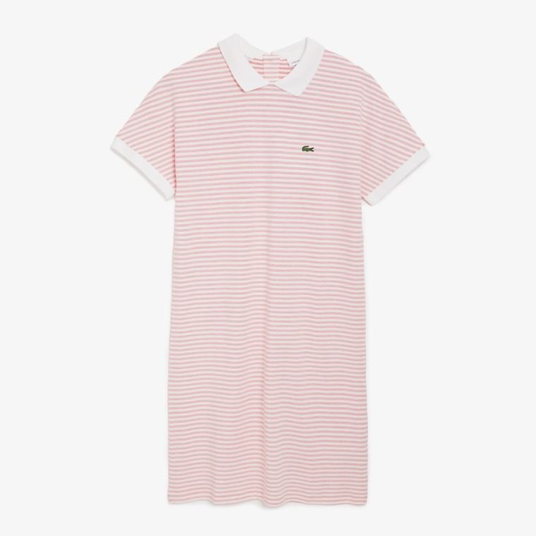 Lacoste Striped Polo Šaty Červené Bílé | HDC9QaRh