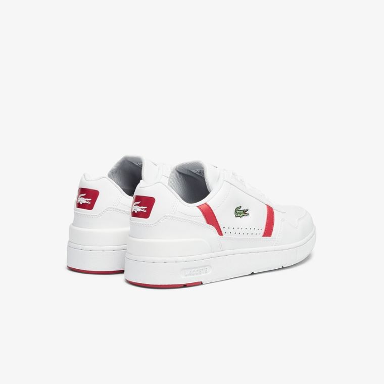 Lacoste T-Clip Læder Sneakers Bílé Červené | W1jtOgJx