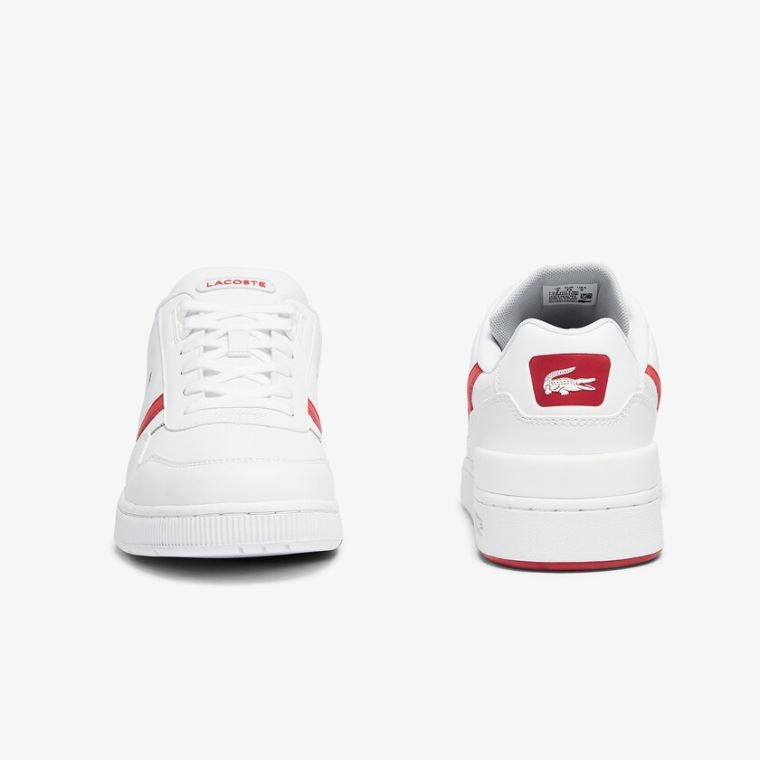 Lacoste T-Clip Læder Sneakers Bílé Červené | W1jtOgJx