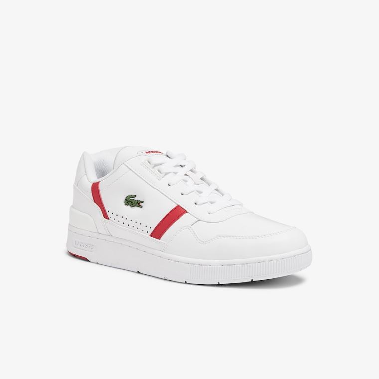 Lacoste T-Clip Læder Sneakers Bílé Červené | W1jtOgJx