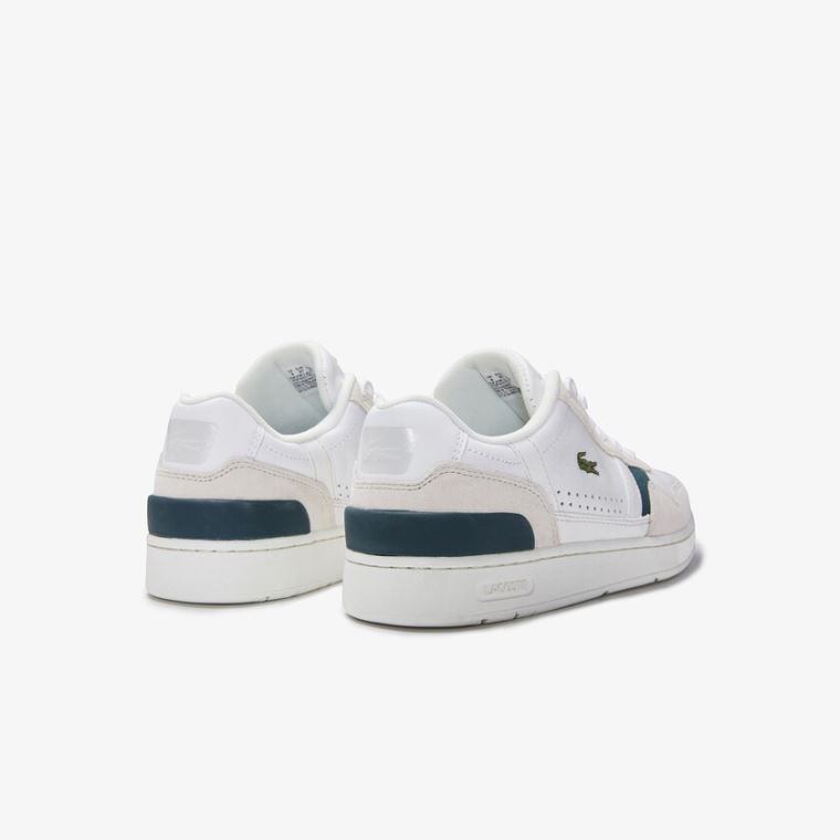 Lacoste T-Clip Læder and Semišové Sneakers Bílé | 2HvGzY9T