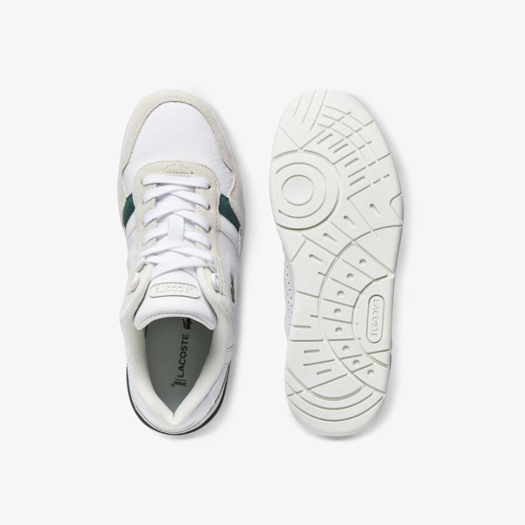 Lacoste T-Clip Læder and Semišové Sneakers Bílé | 2HvGzY9T