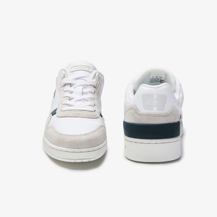 Lacoste T-Clip Læder and Semišové Sneakers Bílé | 2HvGzY9T