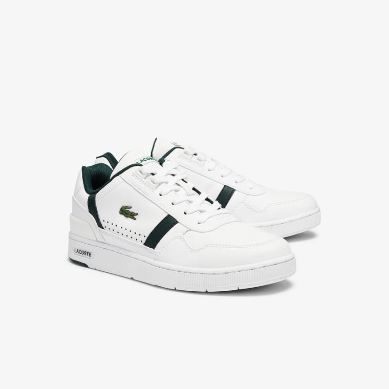 Lacoste T-Clip Læder and Syntetická Perforated Sneakers Bílé | JLJ11Bkq