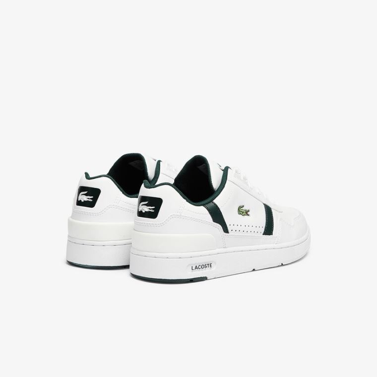 Lacoste T-Clip Læder and Syntetická Perforated Sneakers Bílé | JLJ11Bkq