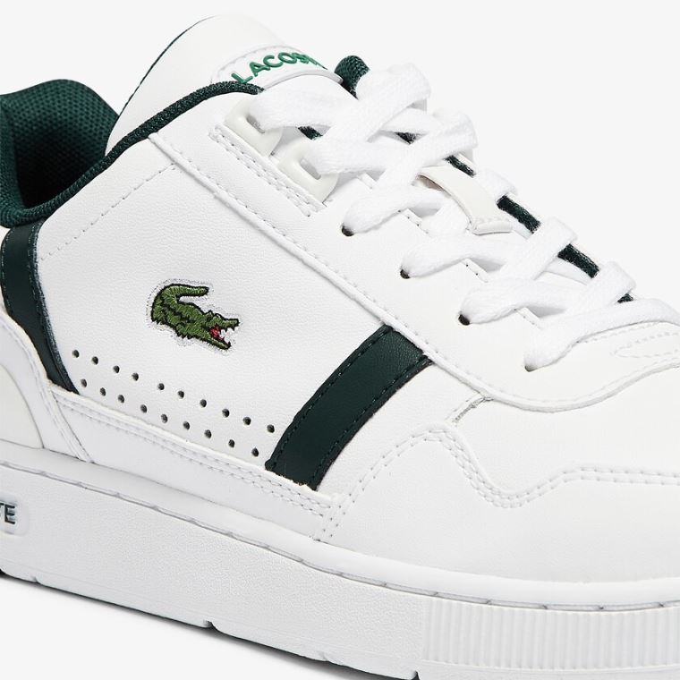 Lacoste T-Clip Læder and Syntetická Perforated Sneakers Bílé | JLJ11Bkq