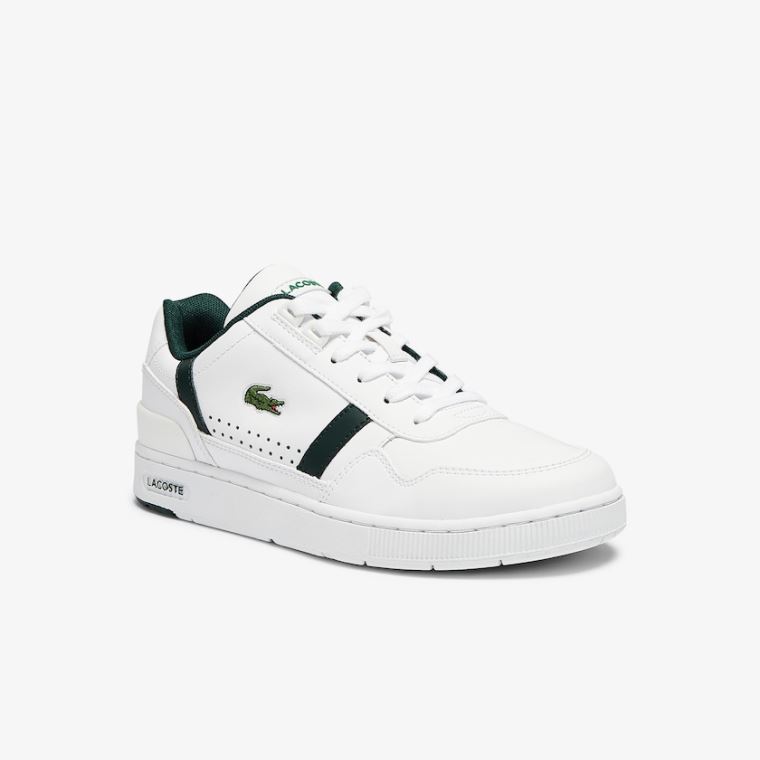 Lacoste T-Clip Læder and Syntetická Perforated Sneakers Bílé | JLJ11Bkq