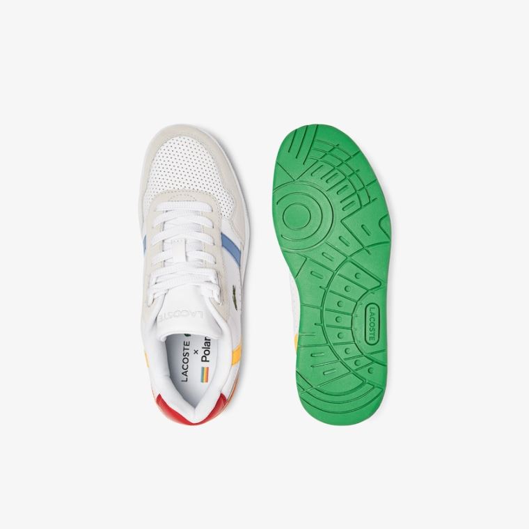 Lacoste T-Clip Læder x Polaroid Sneakers Bílé Zelene | FHwKoitW