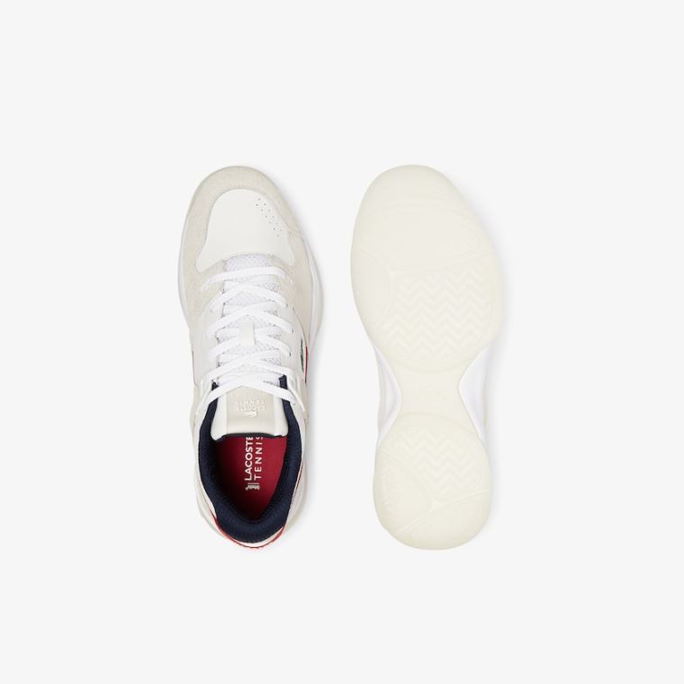 Lacoste T-Point Læder and Semišové Sneakers Bílé Béžový | vrLhIXr4