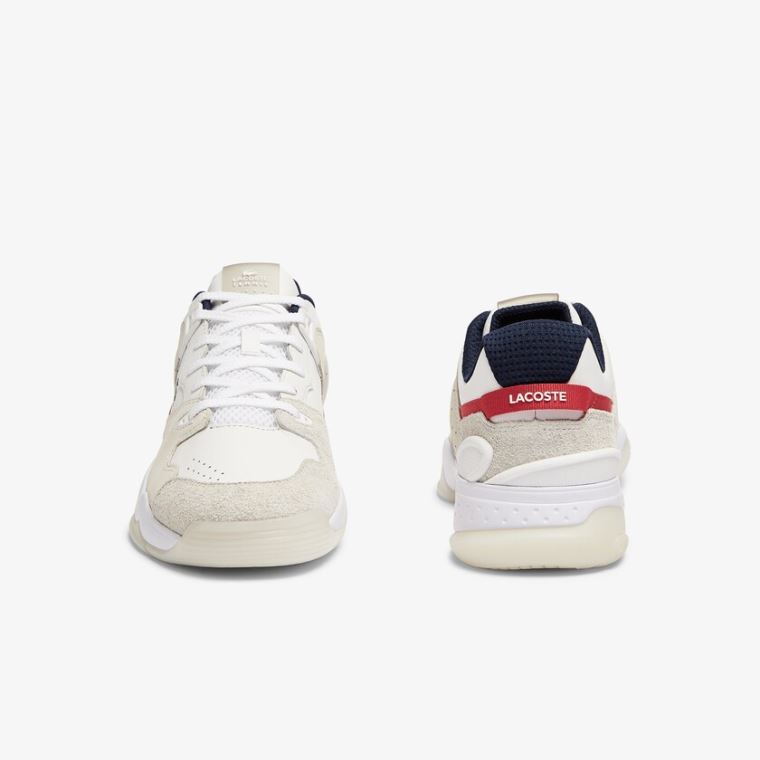 Lacoste T-Point Læder and Semišové Sneakers Bílé Béžový | vrLhIXr4