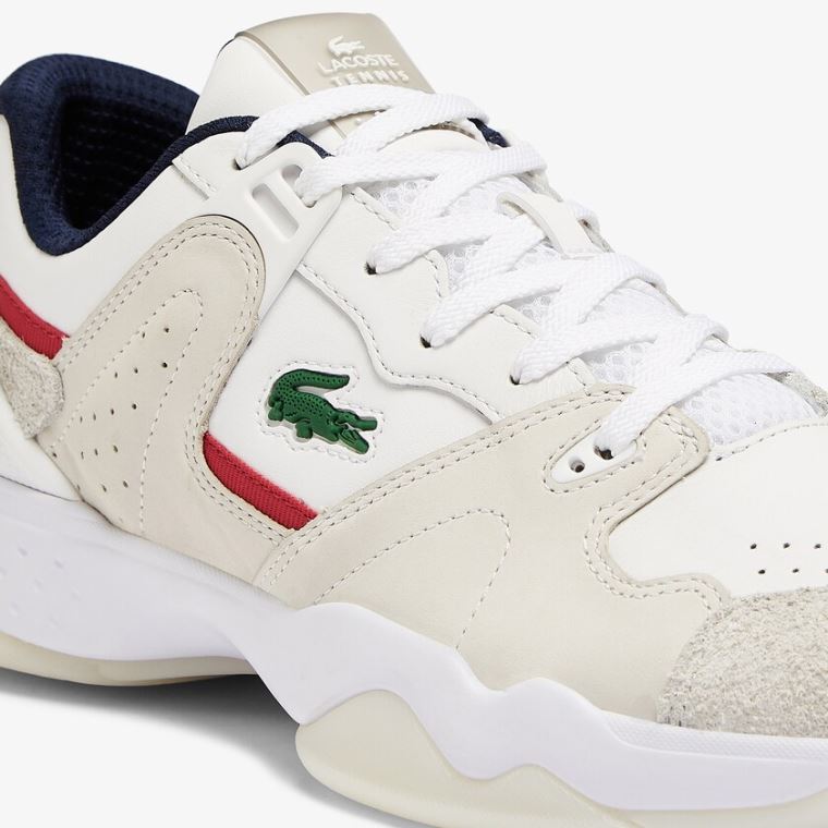 Lacoste T-Point Læder and Semišové Sneakers Bílé Béžový | vrLhIXr4