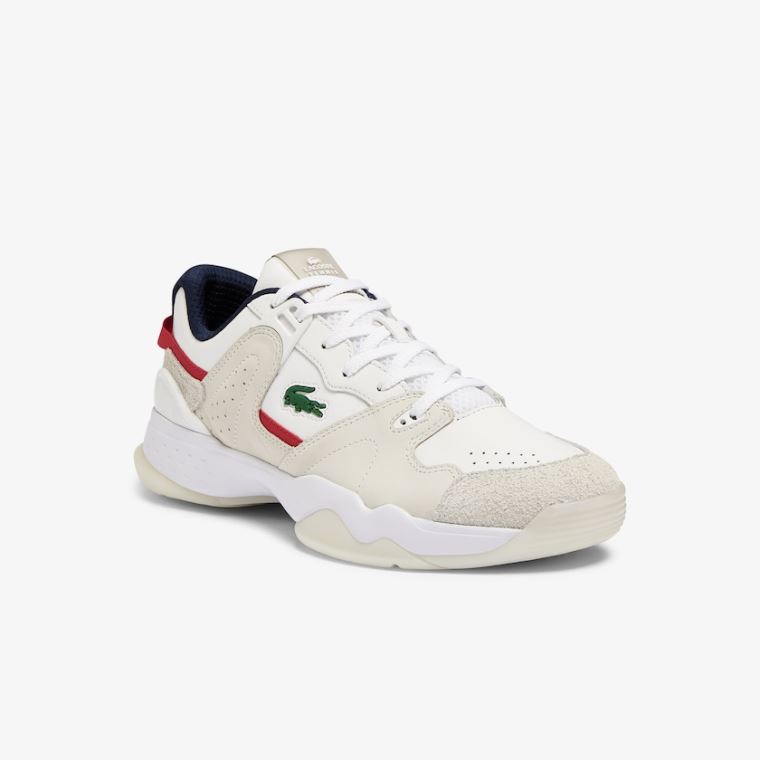 Lacoste T-Point Læder and Semišové Sneakers Bílé Béžový | vrLhIXr4