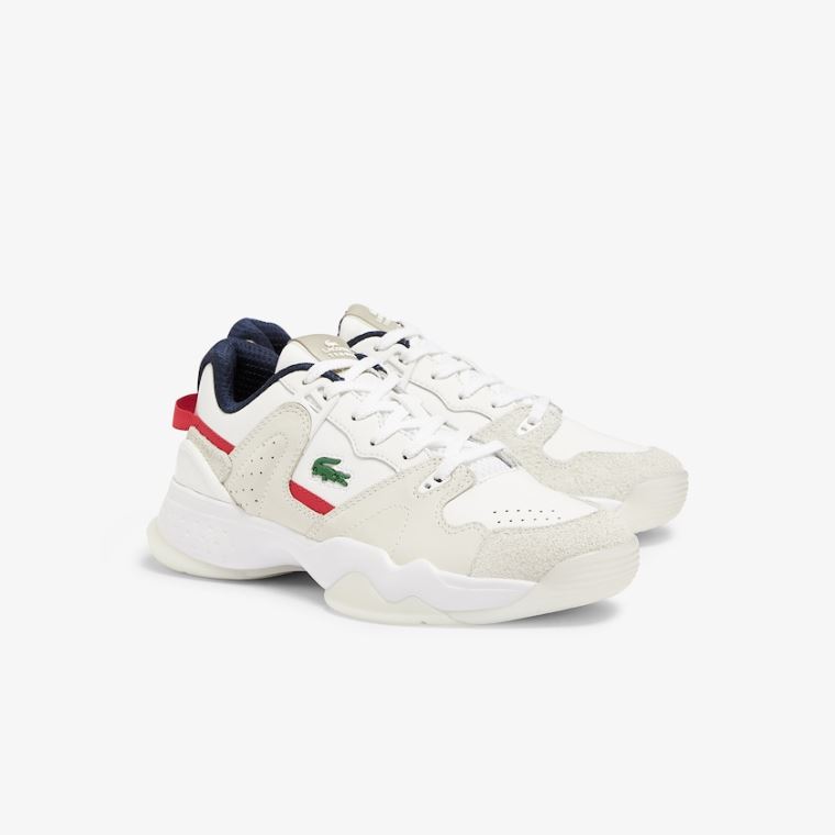 Lacoste T-Point Nubuck Læder Sneakers Bílé Béžový | g8ITjtv8