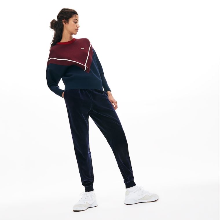 Lacoste Tapered Velour Terry Sweatpants Tmavě Blankyt Blankyt | mIOI0NWL