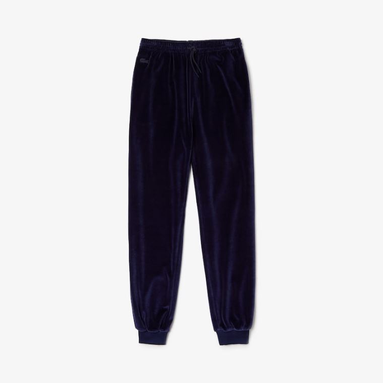 Lacoste Tapered Velour Terry Sweatpants Tmavě Blankyt Blankyt | mIOI0NWL