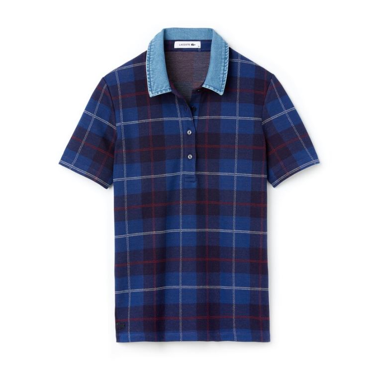 Lacoste Tartan Check Bavlněné Jacquard Polo Tmavě Blankyt Blankyt Blankyt | bGzUldgG