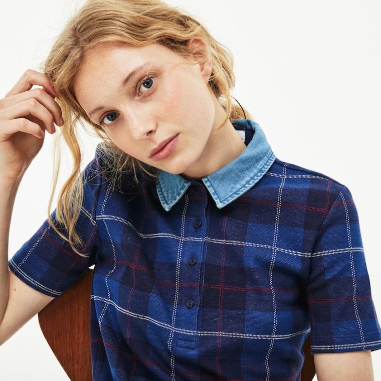 Lacoste Tartan Check Bavlněné Jacquard Polo Tmavě Blankyt Blankyt Blankyt | bGzUldgG