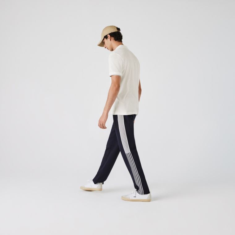 Lacoste Tunisian Collar Linen And Bavlněné Regular Fit Polo Shirt Bílé Černé | 4xBbQfCe