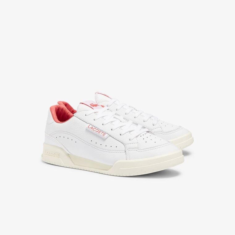 Lacoste Twin Serve Luxe Læder and Syntetická Sneakers Bílé Béžový | Dhba6O0z