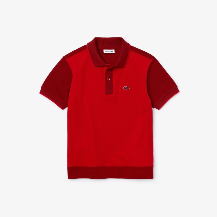 Lacoste Two-Tone Bavlněné Piqué Polo Červené Tmavě Červené | ypIYL4wX