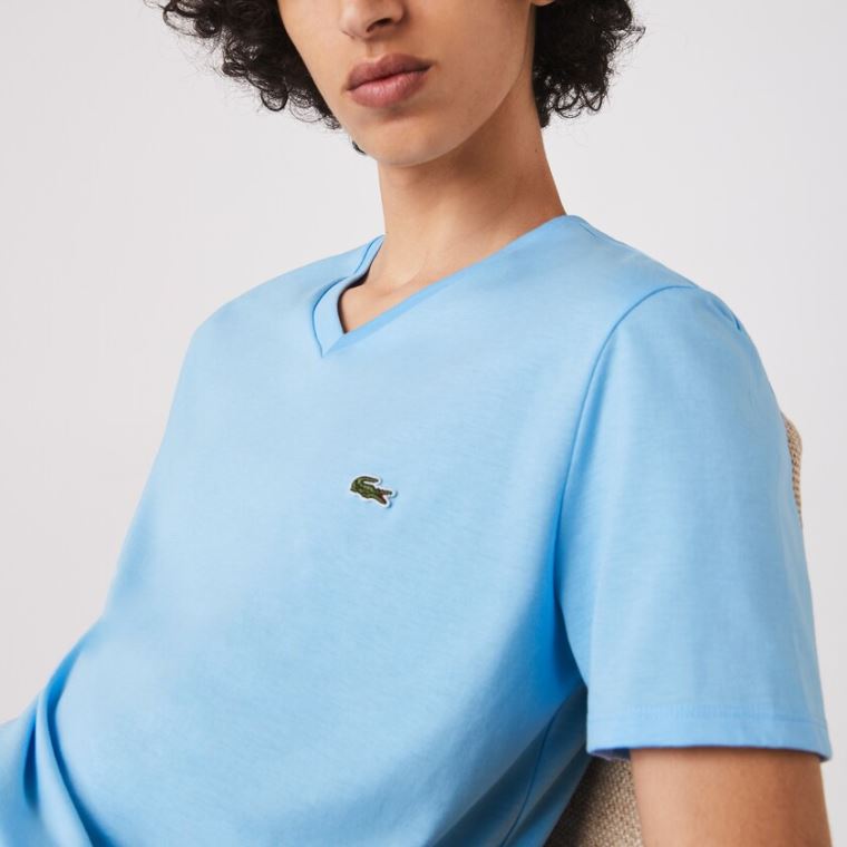 Lacoste V-neck Pima Bavlněné Jersey T-shirt Blankyt | IZQSikTc